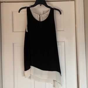 Max Studio b/w asymmetrical silk tank-Size S